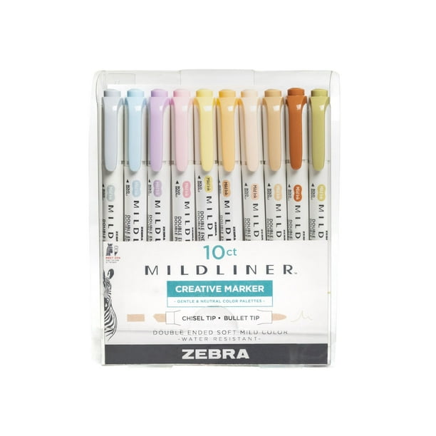Set de iluminadores Zebra Pen Mildliner de doble punta, paquete de 10
