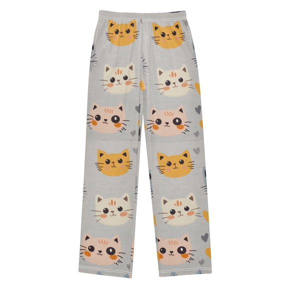 FORMRS Boys Pajama Pants with Pockets Size 6-8Y Kids Lounge Sleep Bottoms, Cute Cartoon Cat