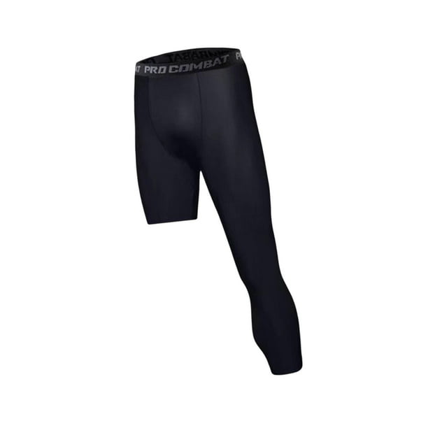 Pantalones de compresión 3/4 para hombre, mallas de entrenamiento,  pantalones de capa base para correr XXXL Negro Izquierdo Largo Yuyangstore 