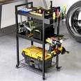 thumbnail image 2 of TidBay Screwdrivers Wrenches Tool Organizer Cart with Multi-Directional Wheels 3-Layer Design Garage Floor Standing Rolling Storage Cart, 2 of 8
