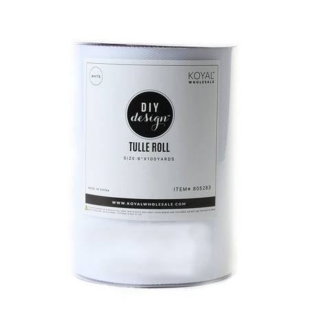 100 Yard Blank - Koyal Wholesale Bulk Tulle Roll 6 Inches by 100 Yard / 300 Feet Spool White for Wedding Decor, Baby Shower, Tutu Fabric