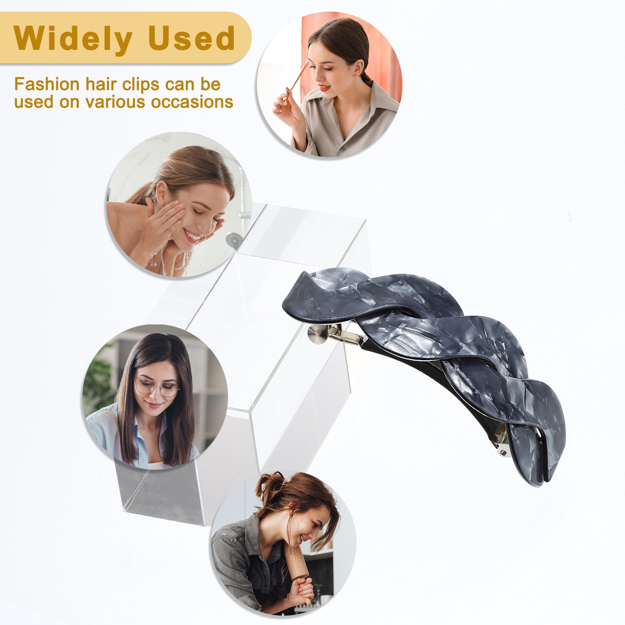 Unique Bargains Large French Hair Barrettes Thick Hair Gray