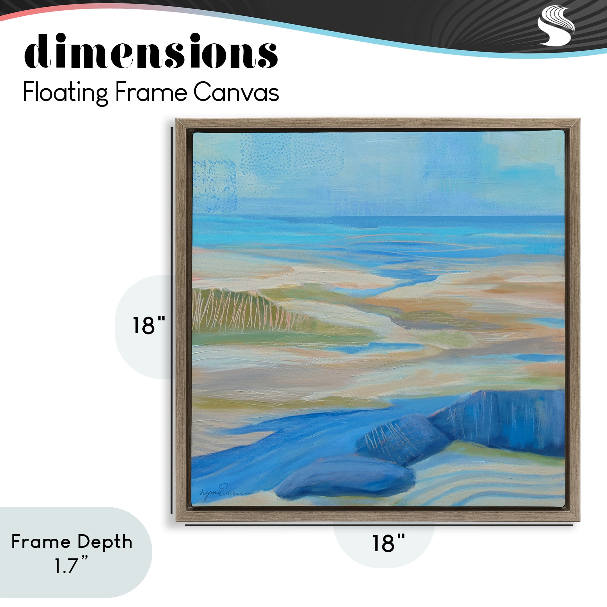 Stupell Industries Low Tide Azure Dunes Brown Framed Floater Canvas Wall Art, design by Lynn Ericson Fine Art