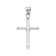 14KW Religious Cross Pendant | White Gold Charm Pendant for Necklace Chain | Jewelry Gift for Men Women | 26 x 17 MM | 0.7 grams