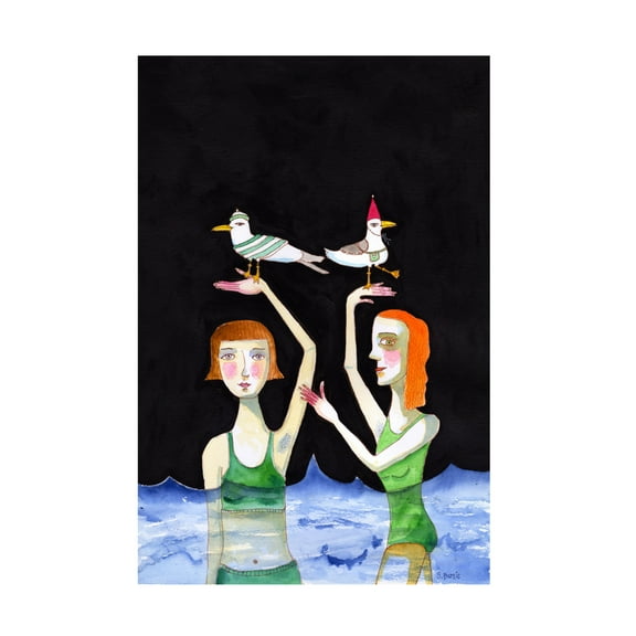 Trademark Fine Art Sharyn Bursic  Best Friends Swimming with birds Canvas Wall Art