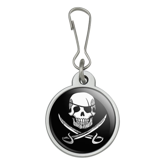 Pirate Skull Crossed Swords Tattoo Design Jacket Handbag Purse Luggage Backpack Zipper Pull Charm
