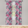 thumbnail image 3 of Ambesonne Vintage Curtains, Roses Watercolor Retro Art, Pair of 28"x95", Raspberry Laurel Green, 3 of 5
