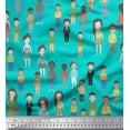 thumbnail image 3 of Soimoi Green Moss Georgette Fabric Crowd Theme Human Figure Printed Fabric 1 Yard 42 Inch Wide, 3 of 3