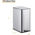 thumbnail image 2 of 2.6 Gallon Stainless Steel Kitchen Trash Can, Step Pedal Rubbish Bin with Soft-Close Lid & Removable Inner Bucket | Narrow Bathroom, Bedroom, Recycle Bin, 2 of 7