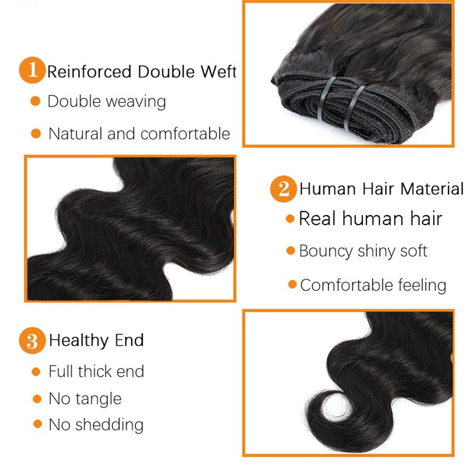 8PCS Clip in Hair Extensions Long Wavy Black Hair Extensions Thick Hairpieces Human Hair Double Weft Brazilian Remy Human Hair 8A Clip in Extensions for Women