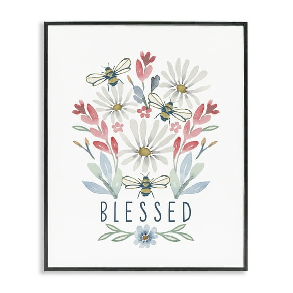 Stupell Industries Blessed Floral Sprigs Botanical & Floral Painting Black Framed Art Print Wall Art, 11 x 14