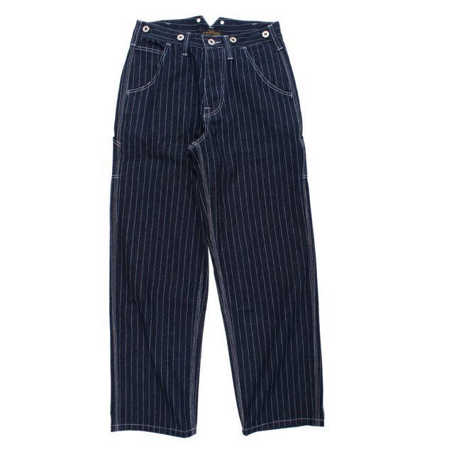 Pantalones vaqueros de rayas de pierna ancha para hombre, pantalones holgados con diseño de grúa ferroviaria, pantalones con pechera de moda