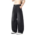 thumbnail image 2 of Blmnix Low Waisted Mens Pants Barrel Jeans Mens Jeans Relaxed Fit Palazzo Baggy Jean Long Wide-Leg Black Casual Pants for Men,XL, 2 of 6