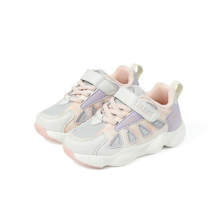 

TARANIS Toddler Kids Cashmere Lined Sneakers Soft-soled Anti-skid Hook-and-loop Fastener Walking Shoes For Winter