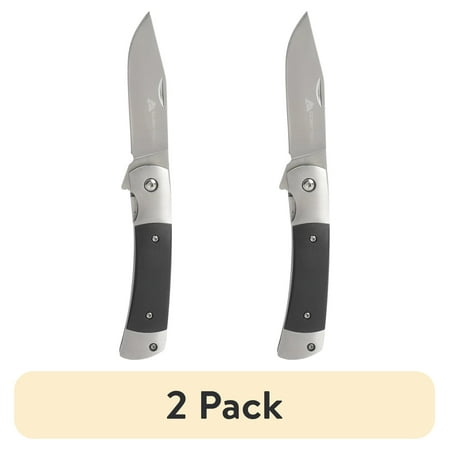 (2 pack) Ozark Trail 7-in Folding Knife with Stainless Steel Blade and Polypropylene Handle Black and Silver