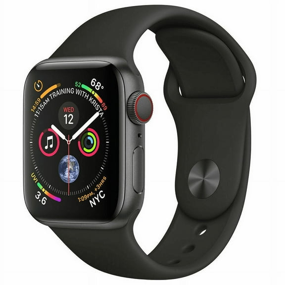 Pre-Owned Apple Watch Series 4 40mm GPS Cellular 4G LTE - Space Gray - Black Sport Band