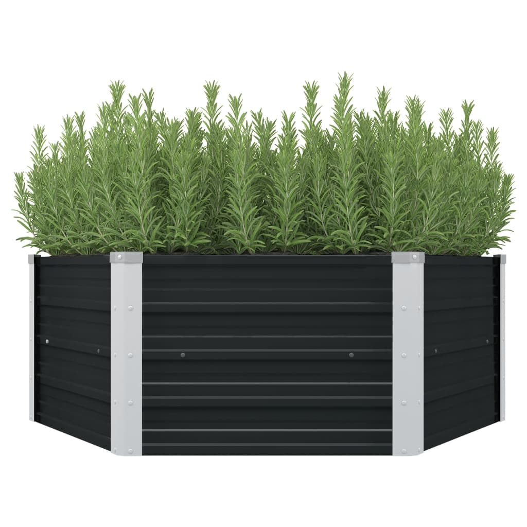vidaXL Raised Garden Bed Grey Galvanized Steel 129x129x45cm in