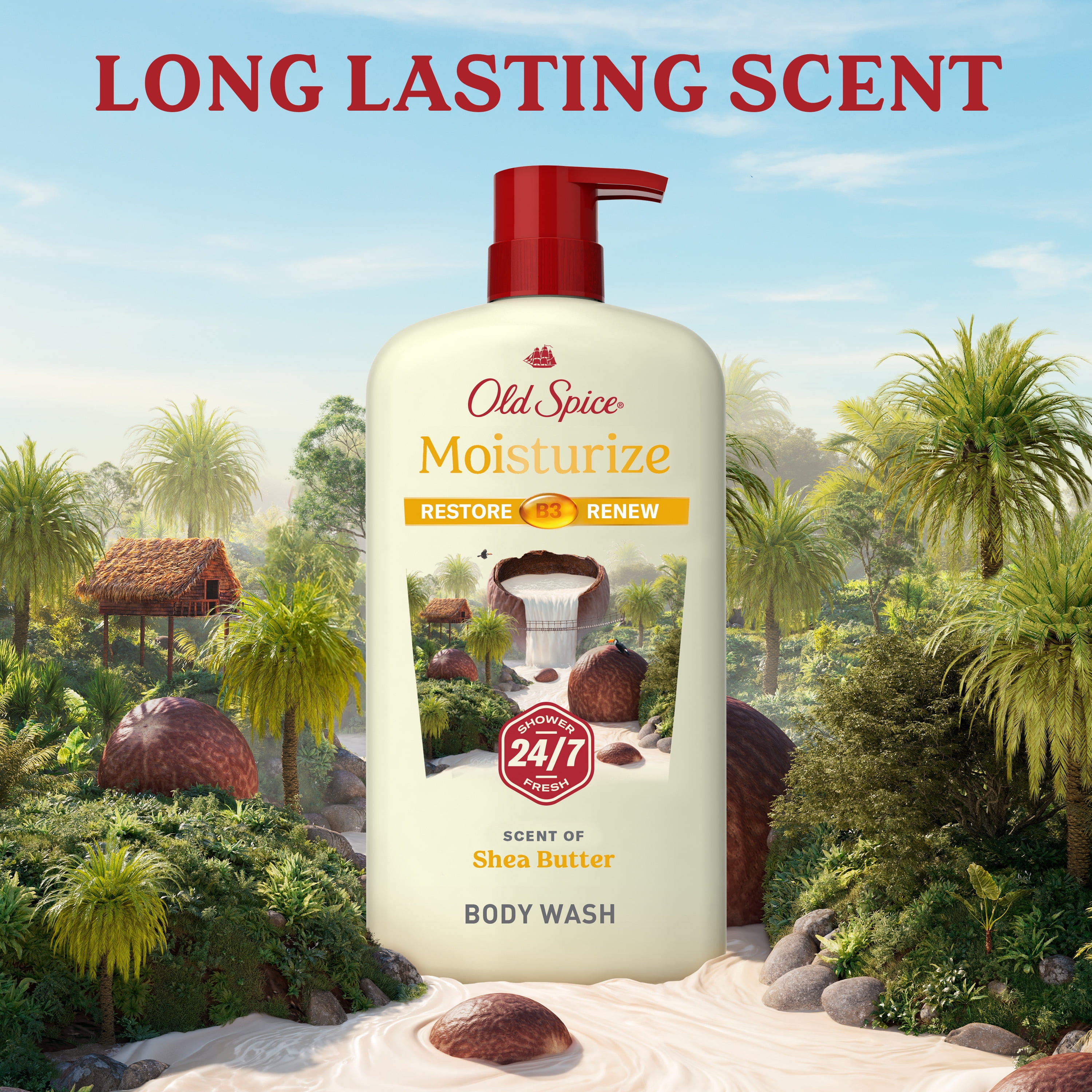 (2 pack) Old Spice Men's Body Wash Moisturize with Shea Butter, All Skin Types, 30 fl oz