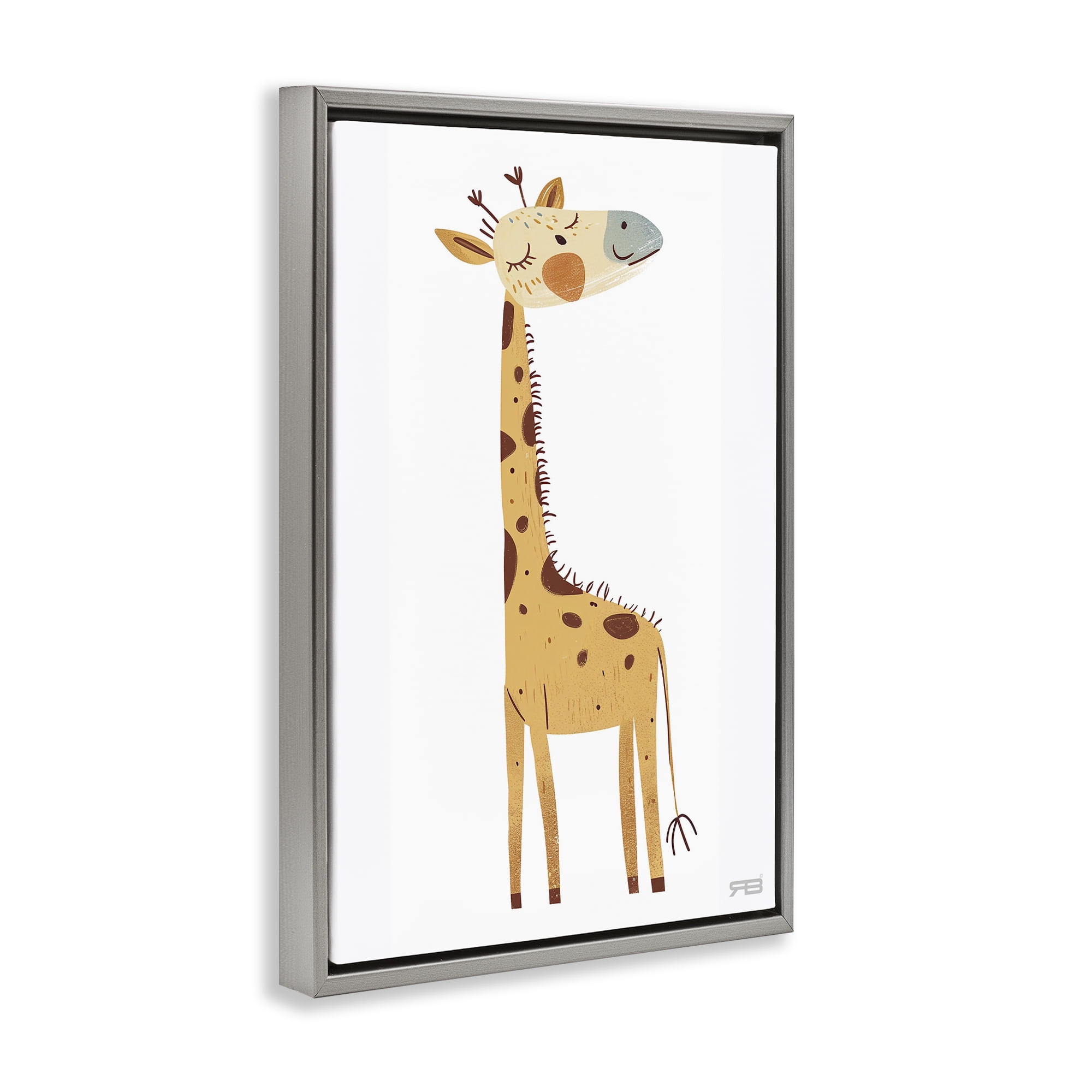 Stupell Industries Happy Giraffe Winking Animals & Insects Painting Gray Floater Framed Art Print Wall Art, 17 x 25