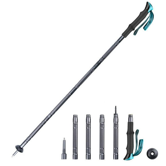 Multifuncional de aleación de aluminio de 8 articulaciones polo de trekking al aire libre plegado telescópico polo de senderismo caña ligera de montaña