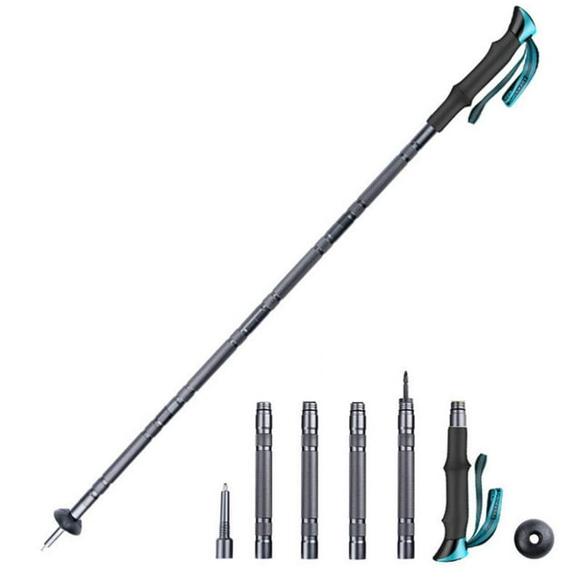 Multifuncional de aleación de aluminio de 8 articulaciones polo de trekking al aire libre plegado telescópico polo de senderismo caña ligera de montaña