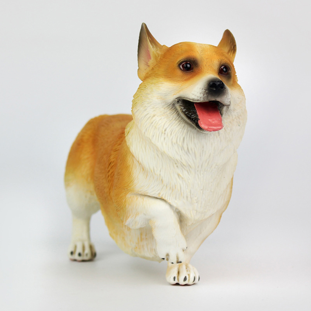 Lifelike Corgi Dog Animal Model PVC Solid Figurine Desktop Ornament Kids Toy  boys girls Gif