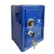 thumbnail image 1 of EeaseMX 1 caja de seguridad de metal en miniatura, creativa alcancía de hierro, mini caja fuerte, forma de olla de ahorro, caja de dinero de escritorio, adornos para el hogar, color azul, 1 of 7