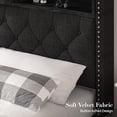 thumbnail image 4 of Queen Bed Frame with Storage Headboard, Built-in Charging Station & 2 Storage Drawers, Black Fabric Platform Bed, 4 of 8