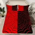 thumbnail image 2 of Manfei Black Red Spider Web Twin Sheet Sets, Gothic Cartoon Twin Fitted Sheet, Spooky Halloween Theme Flat Sheet, Microfiber Bedroom Decor, 3-Piece, 2 of 7