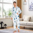 thumbnail image 6 of FORMRS Onesies Pajama for Adults Unisex Hoodie Winter Jumpsuit One Piece Sleepwear, Sizes S-2XL, Blue Simple Cartoon Snowmen, 6 of 7