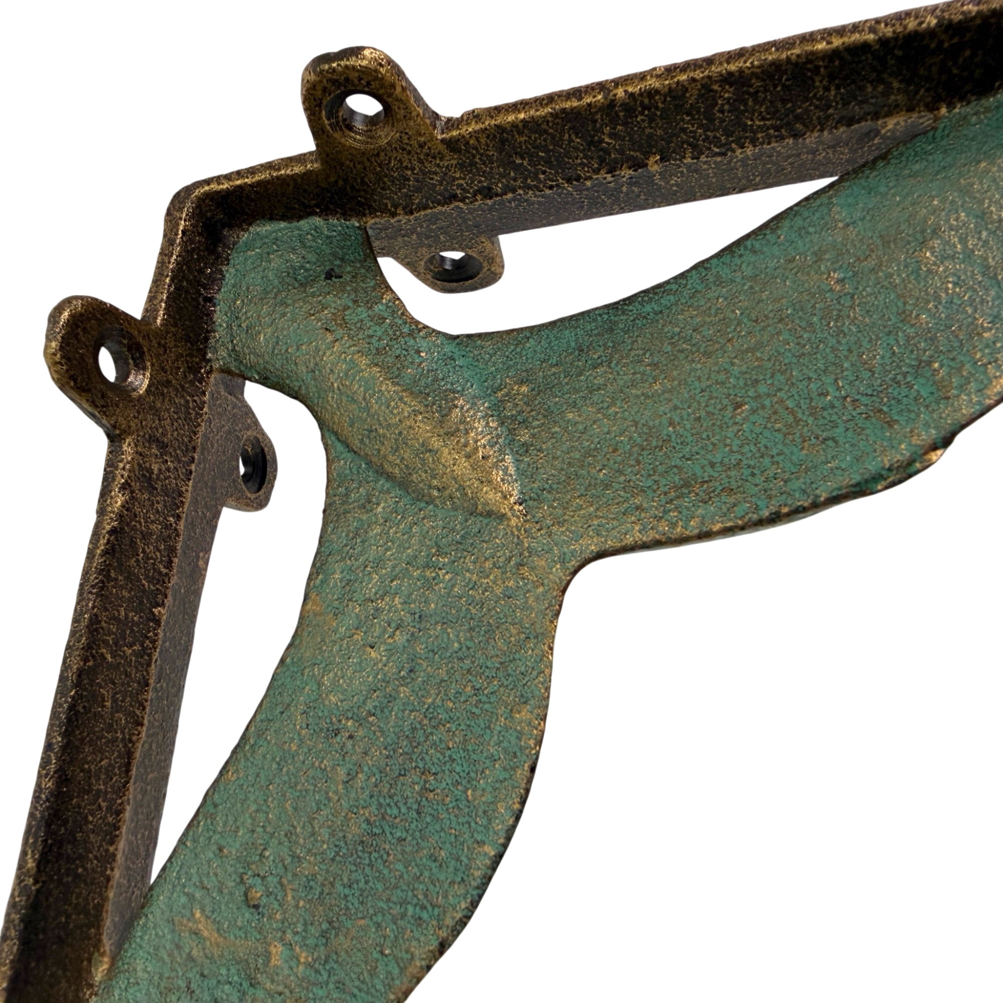Zeckos Bronze and Verdigris Cast Iron Whale Tail Wall Shelf Brackets Set of 2