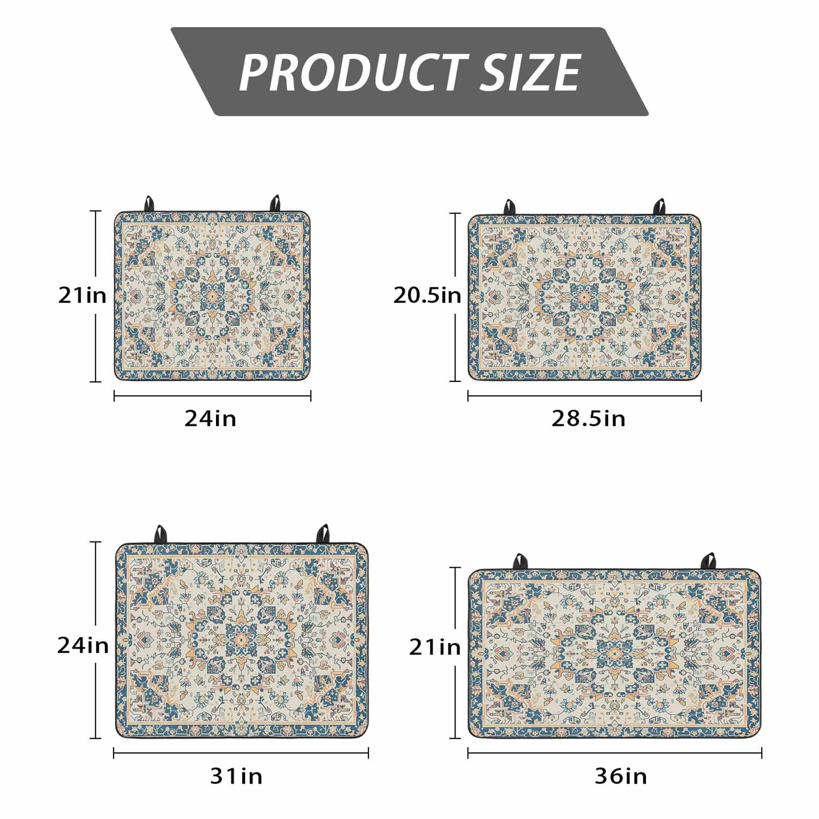Boho Orange Blue Stove Top Cover for Electric Stove, Heat-proof & Non Slip Glass Top Stove Cover Protector, Southwestern Ethnic Mexican Flowers Rustic Kitchen Flat Cooktop Rubber Mat 24x21 Inches
