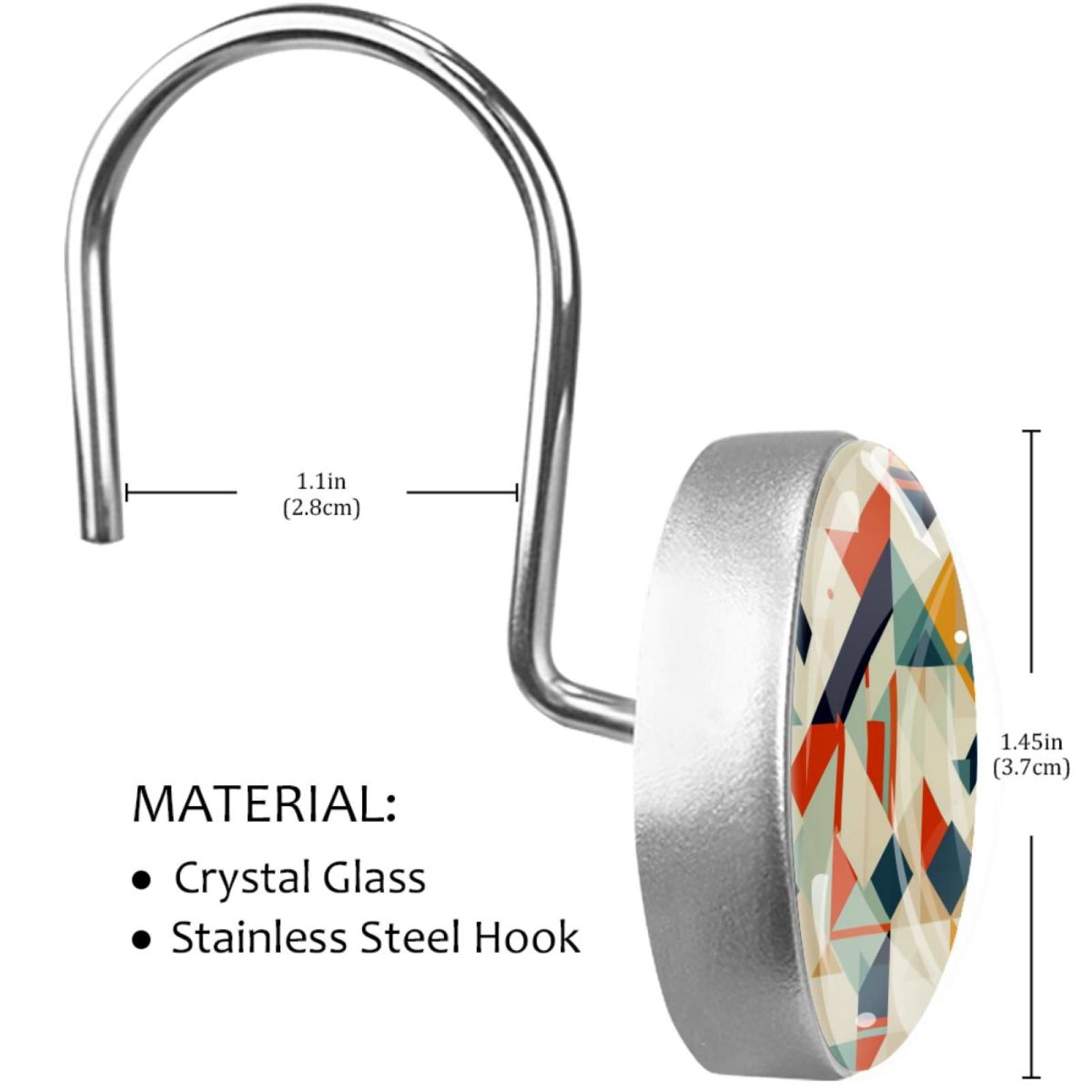 12 Pack Round Shower Curtain Hooks Crystal Glass Shower Rings Geometry Curtain Hooks Home Decoration
