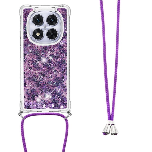 Funda FOXDOCK para Xiaomi Redmi Note 14 Pro 5G con Cuerda Ajustable, Brillo Líquido, Protección Antigolpes y Lente – Ideal para Regalo