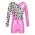 thumbnail image 3 of iiniim Kids Girls 2Pcs Gymnastics Dance Long Sleeve Leotards with Shorts Athletic Biketards Unitards Pink 14, 3 of 7