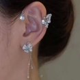 thumbnail image 3 of 2PCS Boucles d'Oreilles Clip Femmes Crochet Sans Trouée Rose Fleur Oreille Clip Os Clip Oreille Papillon, 3 of 5
