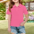 thumbnail image 5 of longantii Summer Polo Shirts Fashion Collared Short Sleeve Uniform Relaxed Fit Back To School Tees Solid Color Pullover for Boys & Girls Pink 7-8 Year, 5 of 6