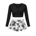 thumbnail image 3 of WERYOUNG Girl's Swimsuit Sets Long Sleeve Solid Color Top And Floral Swim Shorts Two Piece Swimwear Swimming Pool And Beach Comfortable Cozy Swimsuit, 3 of 3