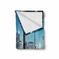 thumbnail image 2 of Modern Soft Flannel Fleece Throw Blanket, Office Cityscape Buildings with Glassy Interior Room Image Photograph, Cozy Plush for Indoor and Outdoor Use, 60" x 80", Blue Black and White, by Ambesonne, 2 of 6