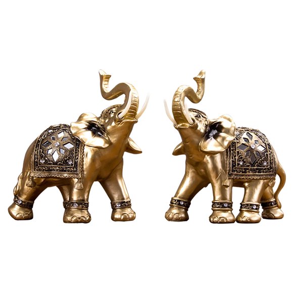 2 Pcs Statue d'Éléphant Décoration Sculpture Fengshui Figurine