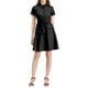 thumbnail image 1 of Vestido mini negro con ajuste y vuelo para mujer, con cuello, bolsillos y cintura elástica Inspire Chic, 1 of 8