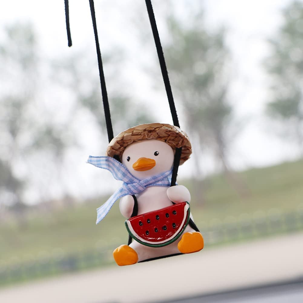 Cute Swing Duck Car with Sunglasses Pendant Interior Rearview Mirrors Charms Ornament Car Interior Accessories 