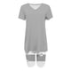 thumbnail image 3 of Blusas para las Mujeres Casual Impreso Cuello en V Manga Corta Blusa Pantalones Cortos, Conjuntos de Ropa para las Mujeres, 3 of 5