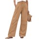 thumbnail image 3 of TaTaai Women's Solid Color Breathable Cotton Linen Straight Long Pants Drawstring Waist Knee Pleat Design with Pockets Fashion Casual Beach Trousers for Spring Summer Daily Outings Gift, 3 of 9