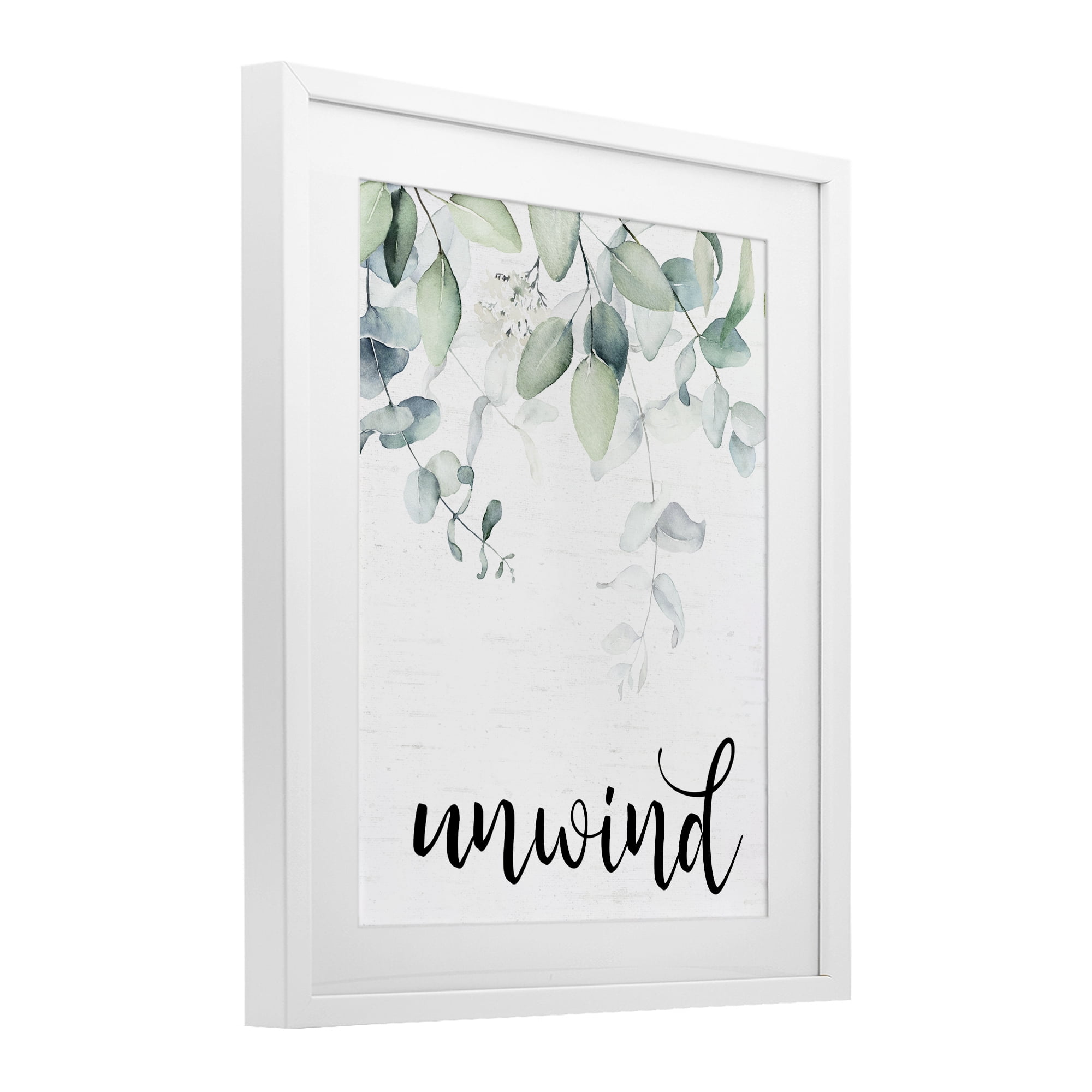 Unwind Leafy Herbs White Framed Print Under Glass, design by Lettered and Lined