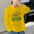 thumbnail image 3 of CYRBOKO Boys' Long Sleeve Tops, Crew Neck Holiday Breathable Cotton Fall Sweatshirts Yellow Size 6 T, 3 of 5