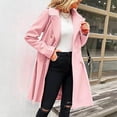 thumbnail image 3 of WRKEKC Double-Breasted Wool Blend Coat Notched Lapel Functional Pockets Longline Formal Wear Fall Winter Plus Size Available Pink M, 3 of 6