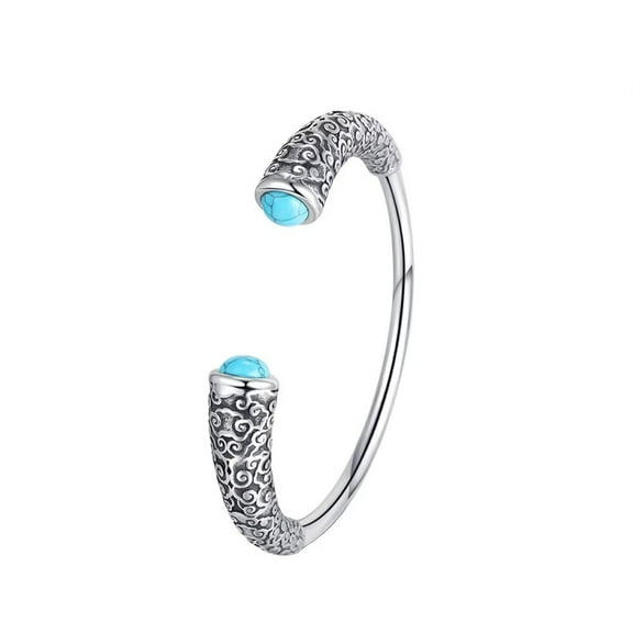 PAURO Men's Stainless Steel Vintage Punk Sun Wukong Cuff Bangle Bracelets Synthetic Turquoise Bracelet for Party