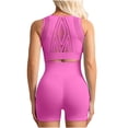 thumbnail image 3 of Summer 2 Piece Sets,Workout Sets for Women 2 Piece Seamless Yoga Outfits Shorts and Padded Sports Front Zip Bra Gym Athletic Clothing Set, 3 of 4