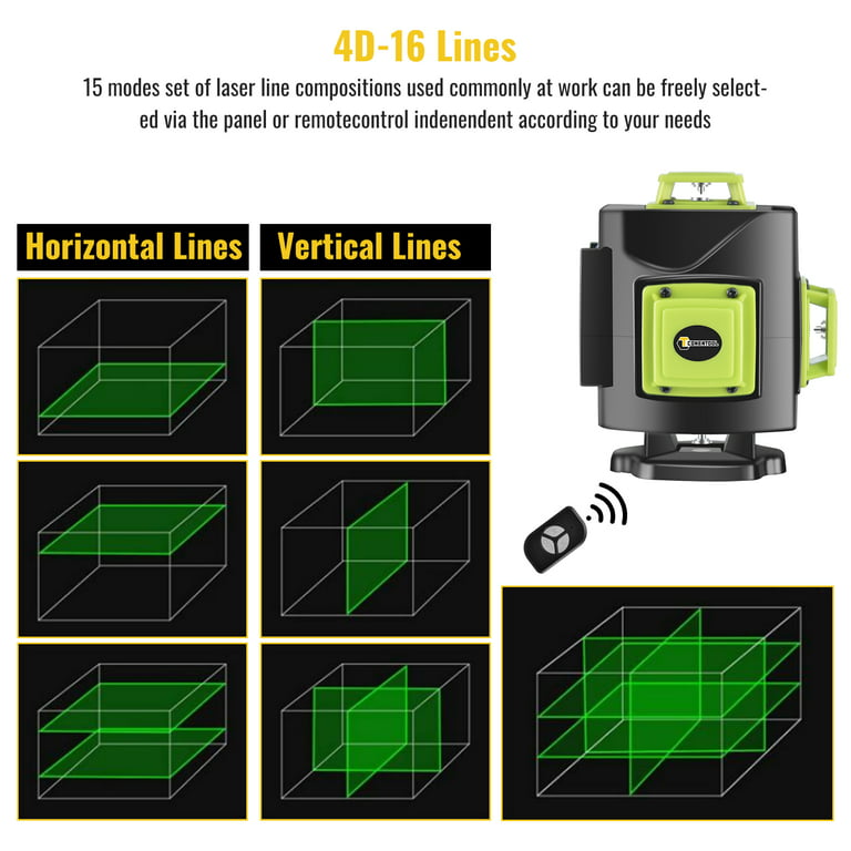 CONENTOOL Self Leveling Laser Line Level with Horizontal and Vertical  Line,16 Lines Cross 360° Measure Tool for Indoor Outdoor Picture Hanging